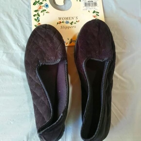 Sears Vintage Black Soft Cushioned Slipon Sz 8 Slipper - Picture 1 of 3
